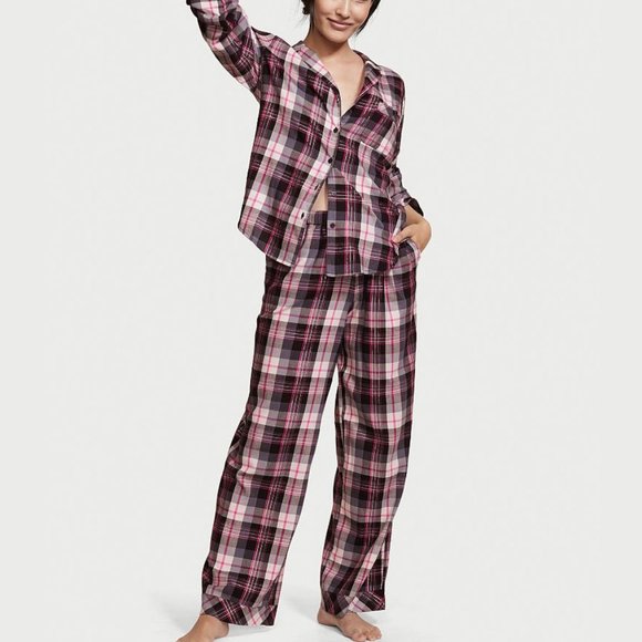 VICTORIA'S SECRET Flannel Long Pajama Set, Size S Regular